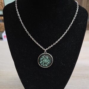 🌹#65 Paparazzi Silver Green Druzy Necklace